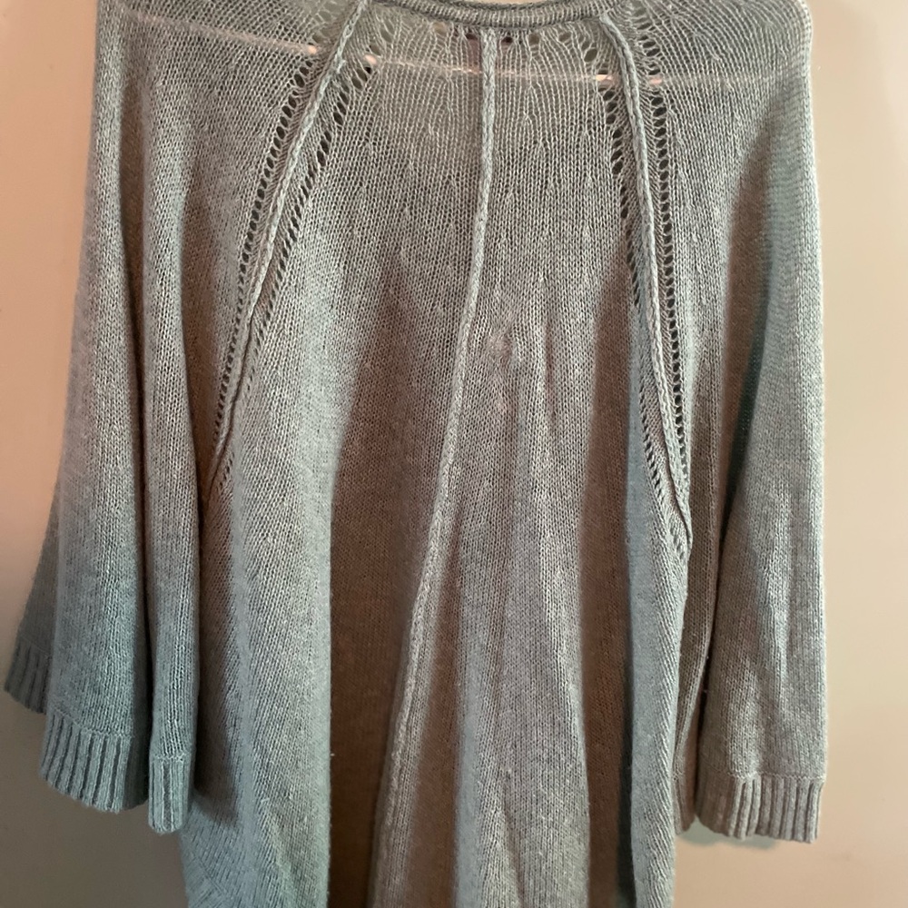 Seafoam (green) Knit cashmere sweater poncho with Tassels - M calypso St Barth - Picture 2 of 7